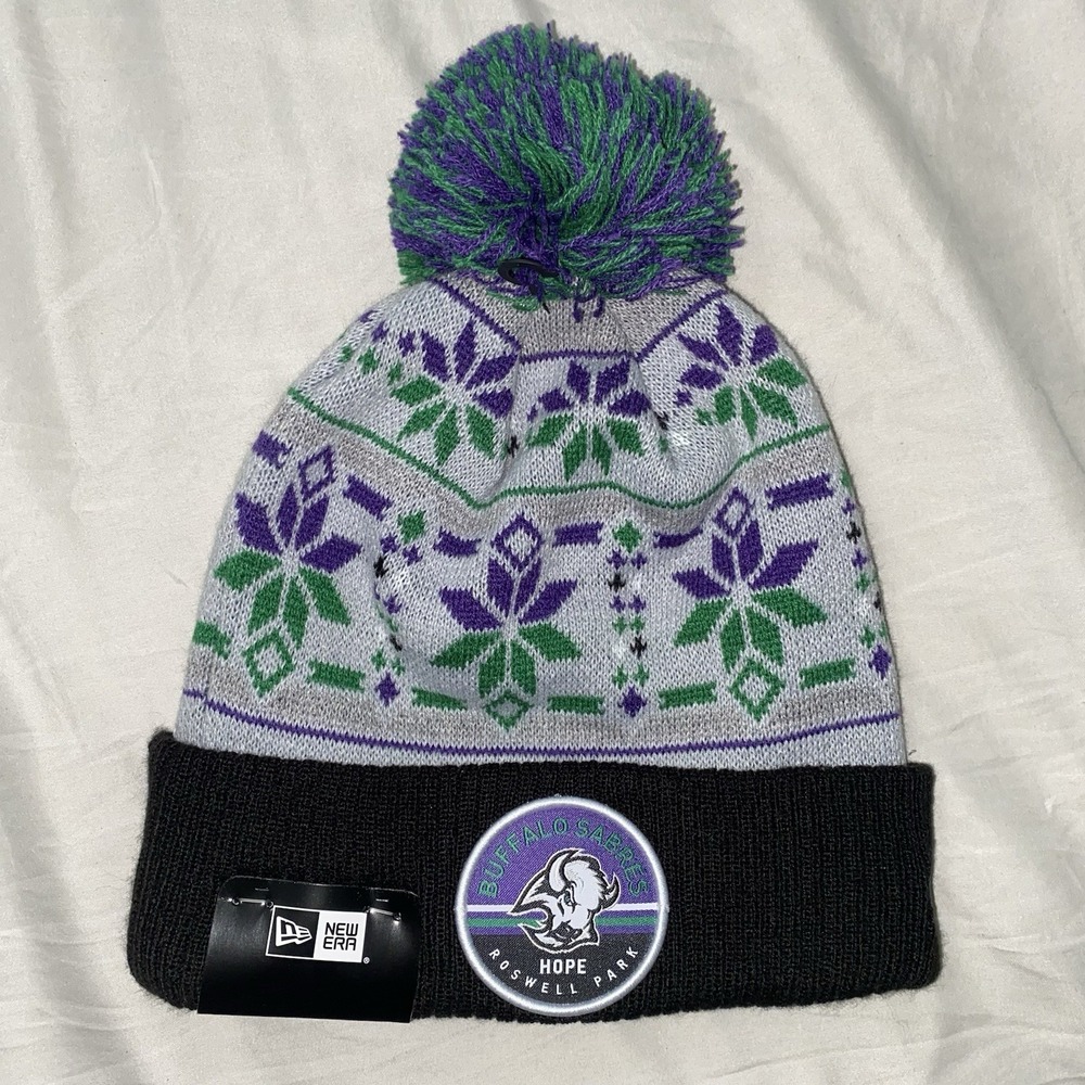 NWT New Era Hat Buffalo Sabres Rosewell Park Institute Strong Winter Beanie Pom